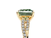 Solitaire Engagement Ring Setting for Fancy Green Princess Cut Center with Twisted Pave Split Shank and Prong Head in Yellow Gold