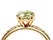 Solitaire Engagement Ring Setting for Fancy Yellow Oval Center with Scrollwork Band and Prong Head in Yellow Gold