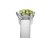 Solitaire Engagement Ring Setting for Fancy Yellow Round Cut Center with Wide Band, Pave Collar and Prong Head in White Gold