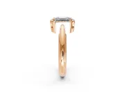 Halo Engagement Ring Setting for Emerald Cut Center with Tapered Plain Band and Prong Head in Rose Gold