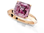 Solitaire Engagement Ring Setting for Fancy Pink Asscher Cut Center with Wide Knife Ridge Band and Prong Head in Rose Gold