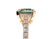 Solitaire Engagement Ring Setting for Fancy Green Princess Cut Center with Widening Pave Band and Claw Prong Head in Rose Gold