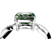 Solitaire Engagement Ring Setting for Fancy Green Asscher Cut Center with Twisted Pave Band and Prong Head in Platinum