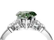 Solitaire Engagement Ring Setting for Fancy Green Heart-Shaped Center with Marquise Flower Shoulders and Prong Head in White Gold