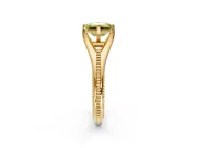 Solitaire Engagement Ring Setting for Fancy Yellow Emerald Cut Center with Milgrain Cathedral Band and Prong Head in Yellow Gold