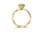 Side Accent Engagement Ring Setting for Fancy Yellow Princess Cut Center with Accent Shoulders and Prong Head in Yellow Gold