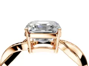Solitaire Engagement Ring Setting for Asscher Cut Center with Twisted Pave Band and Prong Head in Rose Gold