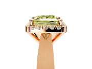 Halo Engagement Ring Setting for Fancy Yellow Princess Cut Center with Square Band and Prong Head in Rose Gold