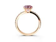 Solitaire Engagement Ring Setting for Fancy Pink Round Cut Center with Large Accent Band and Prong Head in Rose Gold
