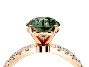 Open Basket Engagement Ring Setting for Fancy Green Round Cut Center with Pave Band and Prong Head in Rose Gold
