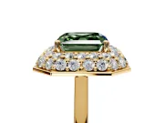 Halo Engagement Ring Setting for Fancy Green Asscher Cut Center with Plain Tapered Band and Prong Head in Yellow Gold