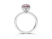 Solitaire Engagement Ring Setting for Fancy Pink Princess Cut Center with Fine Wire Band and Prong Head in Sterling Silver
