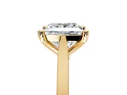 Solitaire Engagement Ring Setting for Princess Cut Center with Tapered Shoulders and Prong Head in Yellow Gold