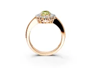 Halo Engagement Ring Setting for Fancy Yellow Marquise Center with Milgrain Channel Band and Prong Head in Rose Gold