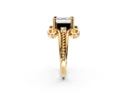 Solitaire Engagement Ring Setting for Asscher Cut Center with Twisted Band and Scroll Prong Head in Yellow Gold