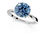 Solitaire Engagement Ring Setting for Fancy Blue Round Cut Center with Thin Rounded Plain Band and Prong Head in Platinum