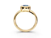 Solitaire Engagement Ring Setting for Fancy Blue Cushion Cut Center with Wide Band and Bezel Head in Yellow Gold