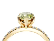 Solitaire Engagement Ring Setting for Fancy Yellow Marquise Center with Round Cut Pave Band and Prong Head in Yellow Gold