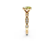 Solitaire Engagement Ring Setting for Fancy Yellow Oval Center with Milgrain Bezel Accents and Prong Head in Yellow Gold