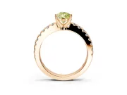Solitaire Engagement Ring Setting for Fancy Yellow Pear-Shaped Center with Single Row Accent Band and Prong Head in Rose Gold