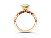 Solitaire Engagement Ring Setting for Fancy Yellow Princess Cut Center with Bezel-Dot Beaded Band and Prong Head in Rose Gold
