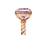 Solitaire Engagement Ring Setting for Fancy Pink Princess Cut Center with Plain Twisted Rope Band and Prong Head in Rose Gold