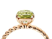 Solitaire Engagement Ring Setting for Fancy Yellow Radiant Cut Center with Plain Twisted Rope Band and Prong Head in Rose Gold