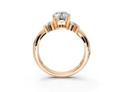 Solitaire Engagement Ring Setting for Oval Center with Grooved Bar Accent Band and Prong Head in Rose Gold