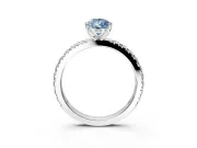 Solitaire Engagement Ring Setting for Fancy Blue Pear-Shaped Center with Fine Pave Band and Claw Prong Head in Sterling Silver