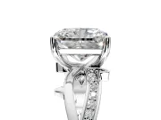 Solitaire Engagement Ring Setting for Radiant Cut Center with Pave and Plain Crossover Band and Prong Head in Platinum