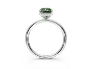 Solitaire Engagement Ring Setting for Fancy Green Radiant Cut Center with Plain Band, Open Basket and Prong Head in Sterling Silver