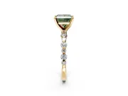 Solitaire Engagement Ring Setting for Fancy Green Princess Cut Center with Alternating Size Accents and Prong Head in Yellow Gold