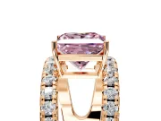 Solitaire Engagement Ring Setting for Fancy Pink Princess Cut Center with Wide-Open Split Shank and Prong Head in Rose Gold