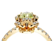 Halo Engagement Ring Setting for Fancy Yellow Pear-Shaped Center with Openwork Halo, Pave Band and Prong Head in Yellow Gold