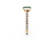 Solitaire Engagement Ring Setting for Fancy Green Radiant Cut Center with Large Accent Band and Prong Head in Rose Gold