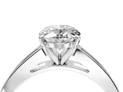 Solitaire Engagement Ring Setting for Oval Center with Princess Cut Channel Band and Prong Head in White Gold