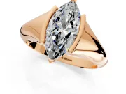 Tension Engagement Ring Setting for Marquise Center with Wide Tapered Band and Tension Head in Rose Gold