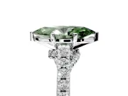 Solitaire Engagement Ring Setting for Fancy Green Marquise Center with Crossover Accents and Prong Head in Platinum