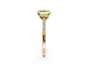 Solitaire Engagement Ring Setting for Fancy Yellow Asscher Cut Center with Channel Accents and Prong Head in Rose Gold