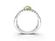 Solitaire Engagement Ring Setting for Fancy Yellow Pear-Shaped Center with Wide-Open Split Shank and Prong Head in Platinum