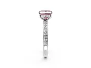 Solitaire Engagement Ring Setting for Fancy Pink Princess Cut Center with Fine Pave Band and Prong Head in Platinum