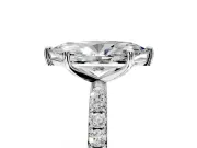 Solitaire Engagement Ring Setting for Marquise Center with Micro Pave Band and Prong Head in Sterling Silver