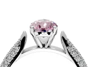 Solitaire Engagement Ring Setting for Fancy Pink Pear-Shaped Center with Multi-Row Accents and Prong Head in Platinum