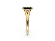 Solitaire Engagement Ring Setting for Fancy Green Emerald Cut Center with V Split Shank and Bezel Head in Yellow Gold