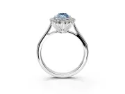 Starburst Halo Engagement Ring Setting for Fancy Blue Marquise Center with Thin Round-Wire Band and Prong Head in Platinum