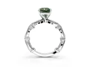 Solitaire Engagement Ring Setting for Fancy Green Radiant Cut Center with Marquise Panel Band and Prong Head in Platinum