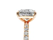 Solitaire Engagement Ring Setting for Radiant Cut Center with Pave Accents and Prong Head in Rose Gold