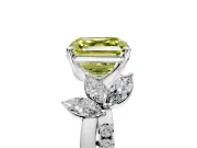 Floral Engagement Ring Setting for Fancy Yellow Asscher Cut Center with Trailing Marquise Accents and Prong Head in Platinum
