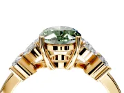 Floral Engagement Ring Setting for Fancy Green Oval Center with Marquise Cluster Shoulders and Prong Head in Yellow Gold