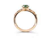 Cluster Engagement Ring Setting for Fancy Green Oval Center with Round Cut Accent Band and Prong Head in Rose Gold